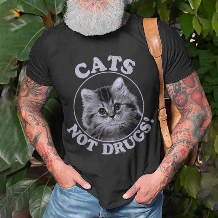 Cats Not Drugs Munchkin British Longhair T-Shirt Gifts for Old Men
