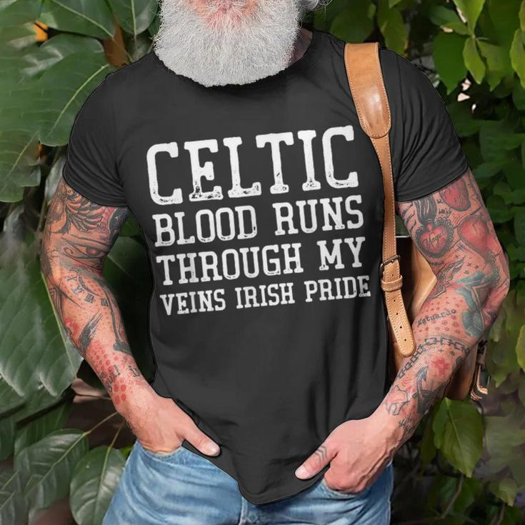 Celtic Blood Runs Through My Veins St Patrick's Day T-Shirt Gifts for Old Men