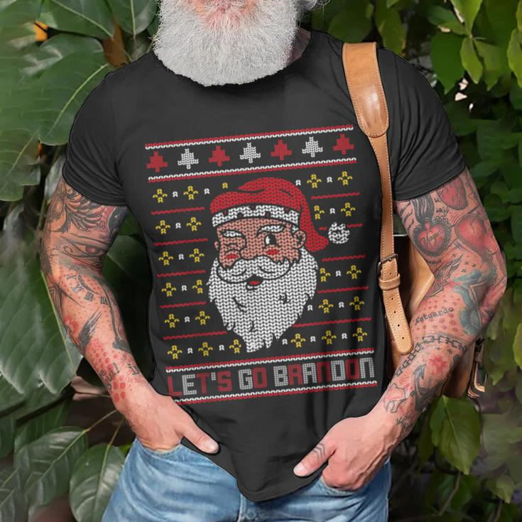 Christmas Let's Go Brandon Santa Claus Ugly Sweater T-Shirt Gifts for Old Men