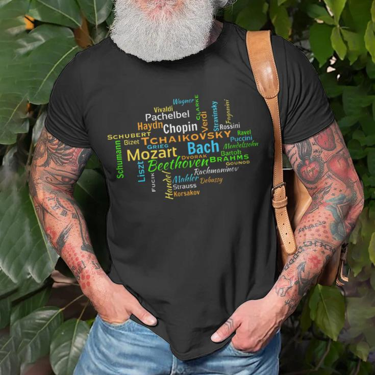 Classical Composers Word Cloud Music Lovers T-Shirt Gifts for Old Men