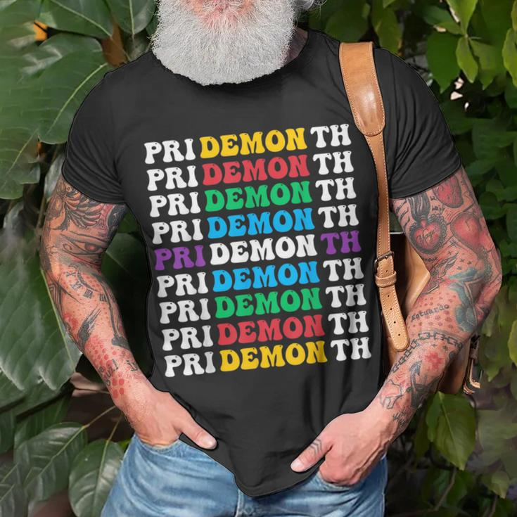 Colorful Gay Pride Lgbt June Month Pride Month Demon Unisex T-Shirt Gifts for Old Men