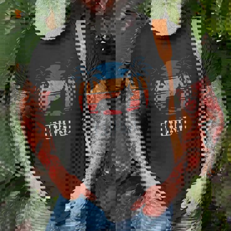 Corgi Dog - Retro 70S 80S Beach Unisex T-Shirt Gifts for Old Men Corgi Dog - Retro 70S 80S Beach Unisex T-Shirt Gifts for Old Men