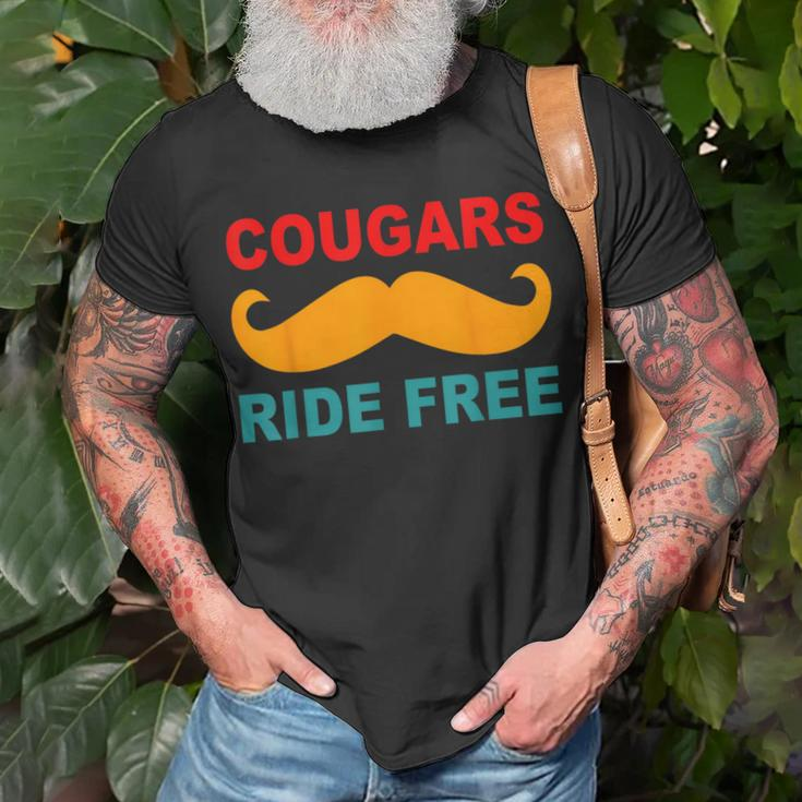 Cougars Ride Free Mustache Rides Cougar Bait Vintage T-Shirt Gifts for Old Men