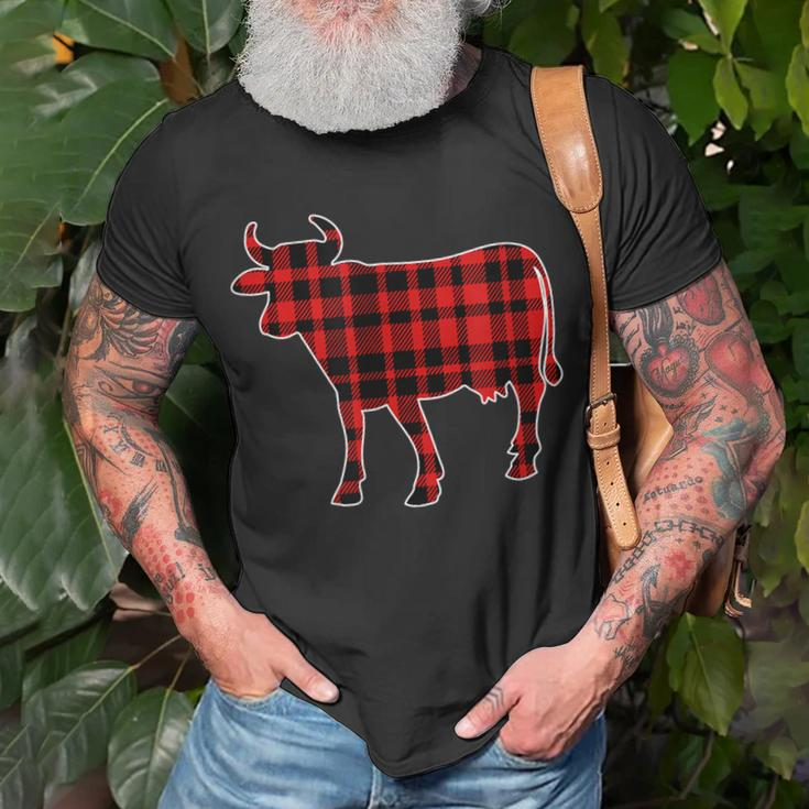 Cow Buffalo Plaid Costume Cow Lover Gift Xmas Unisex T-Shirt Gifts for Old Men