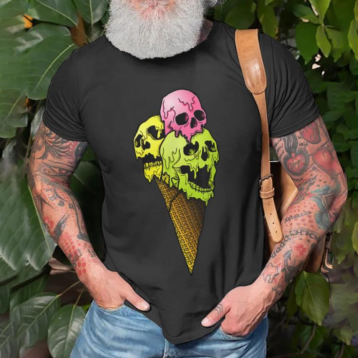 Creepy Skulls Icecream Horror Colorful Halloween Halloween T-Shirt Gifts for Old Men
