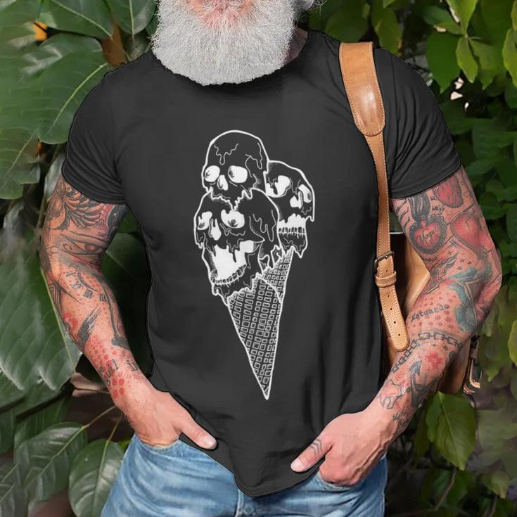 Creepy Skulls Icecream Horror Halloween Halloween T-Shirt Gifts for Old Men