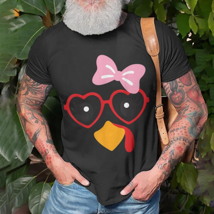 Cute Turkey Face Heart Sunglasses Thanksgiving Costume T-Shirt Gifts for Old Men