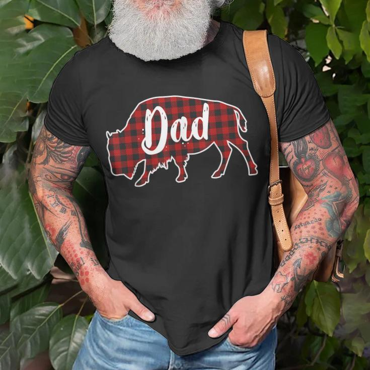 Dad Bison Buffalo Red Plaid Christmas Pajama Family Gift Unisex T-Shirt Gifts for Old Men