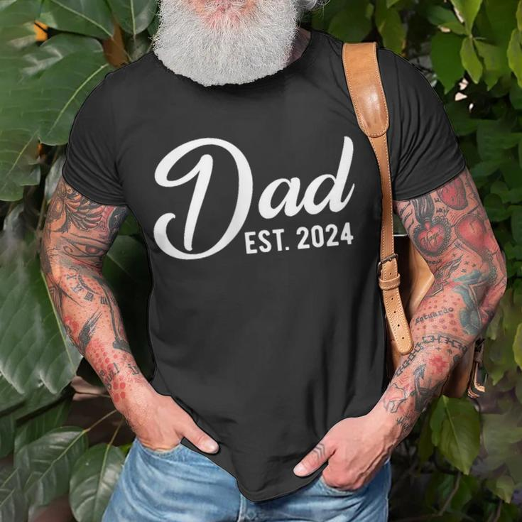 Dad Est 2024 First Fathers Day 2024 Promoted To Daddy Unisex T-Shirt Gifts for Old Men