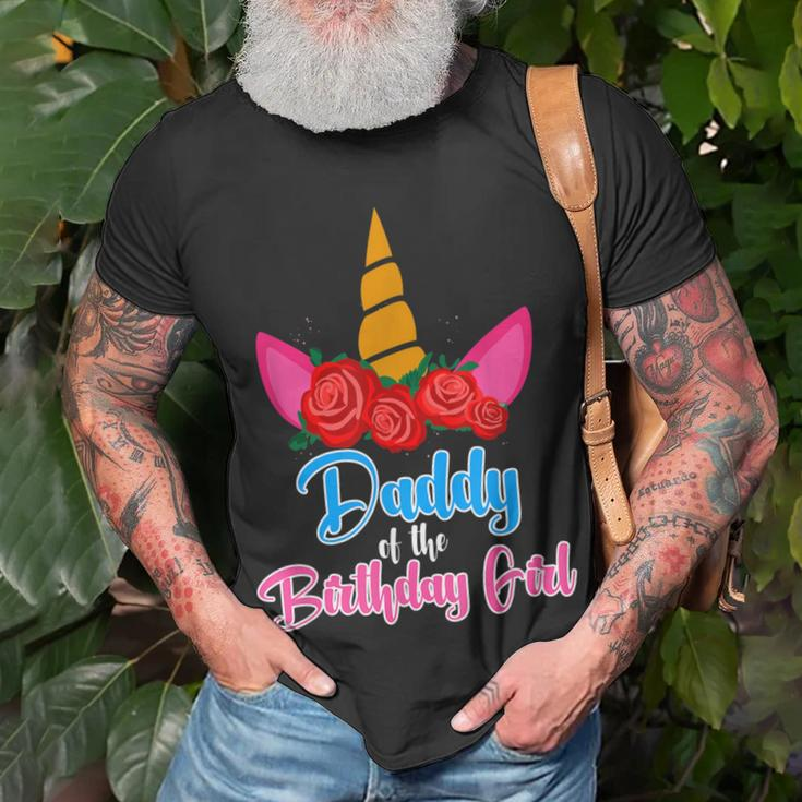 Daddy Of The Birthday Girl Father Gifts Unicorn Birthday Unisex T-Shirt Gifts for Old Men