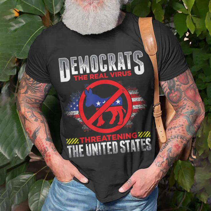 Democrats Suck Are Stupid The Real Virus Threatening The Us Unisex T-Shirt Gifts for Old Men