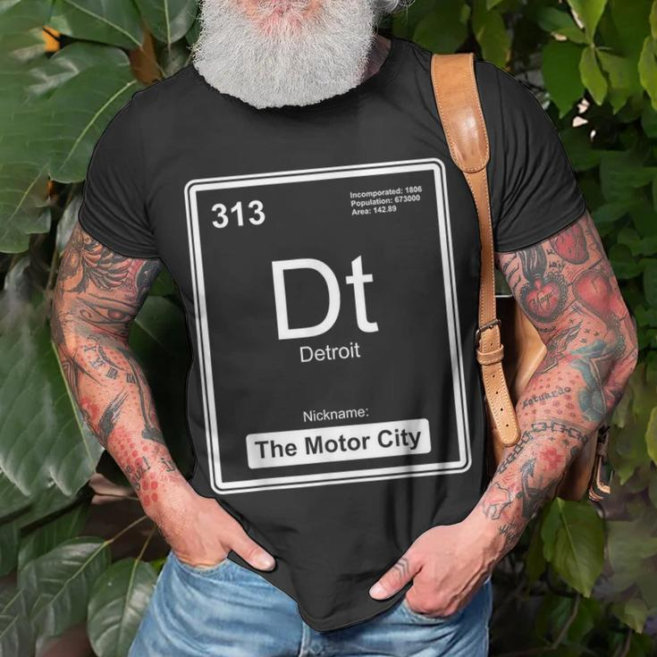 Detroit Motor City Periodic Table Michiganian Pride Michigan Unisex T-Shirt Gifts for Old Men