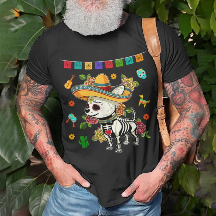 Dia De Los Muertos Day Of Dead Mexican Sugar Skull Chihuahua T-Shirt Gifts for Old Men
