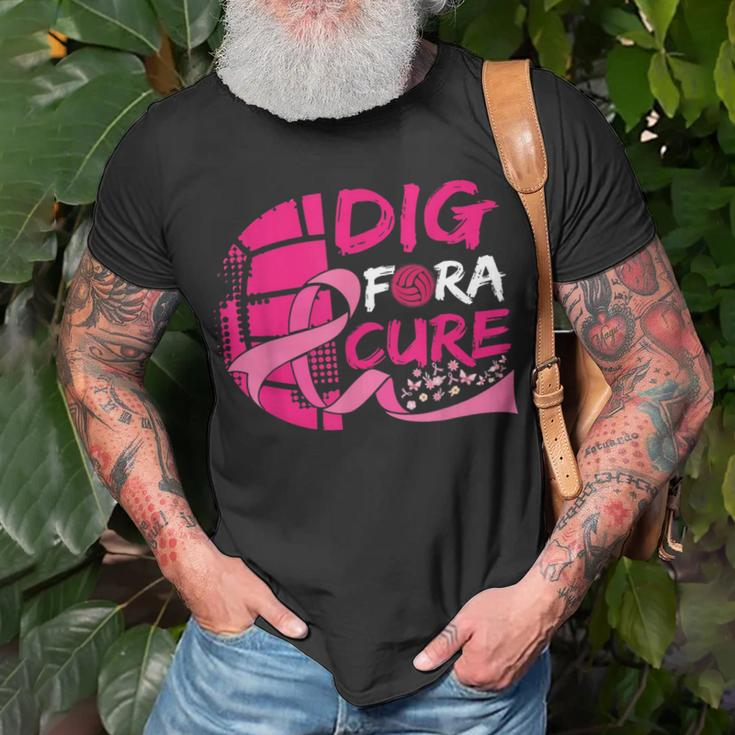 Dig For A Cure Breast Cancer Awareness Volleyball Pink Unisex T-Shirt Gifts for Old Men
