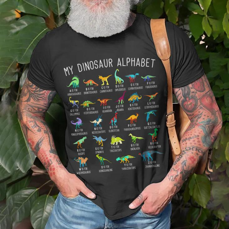 Dinosaur Lover Types Of Dinosaurs Dinosaur Alphabet T-Shirt Gifts for Old Men