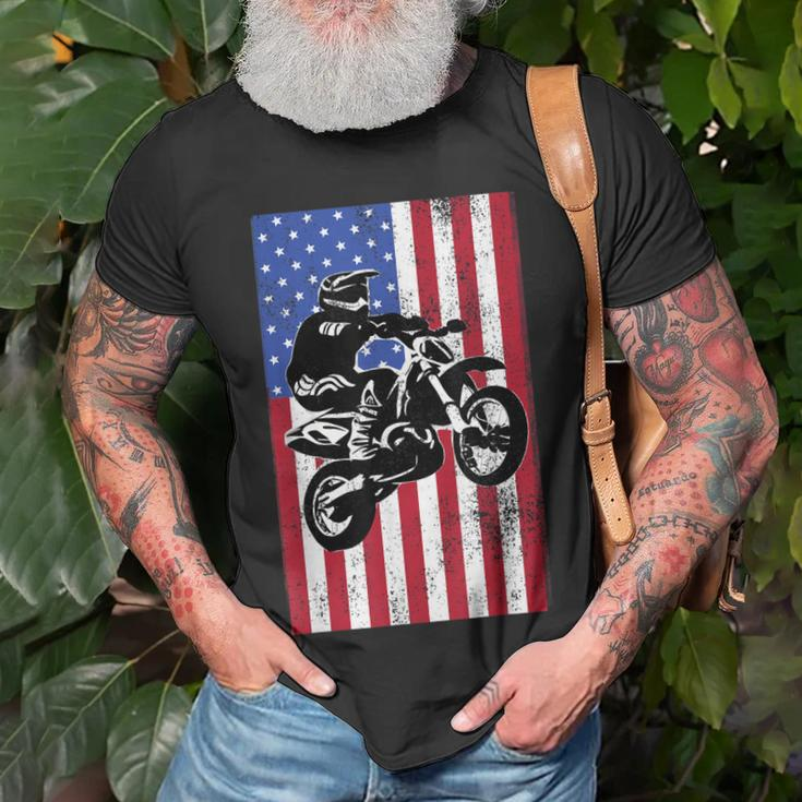 Dirt Bike American Flag Motocross Biker For 4Th Of July Usa Unisex T-Shirt Gifts for Old Men