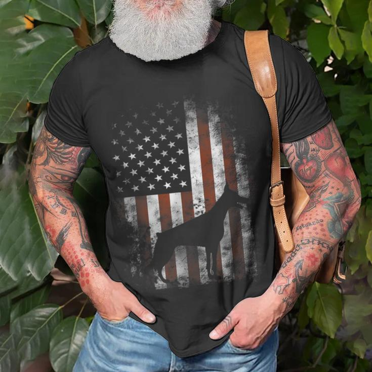 Doberman Pinscher American Flag Patriotic T-Shirt Gifts for Old Men