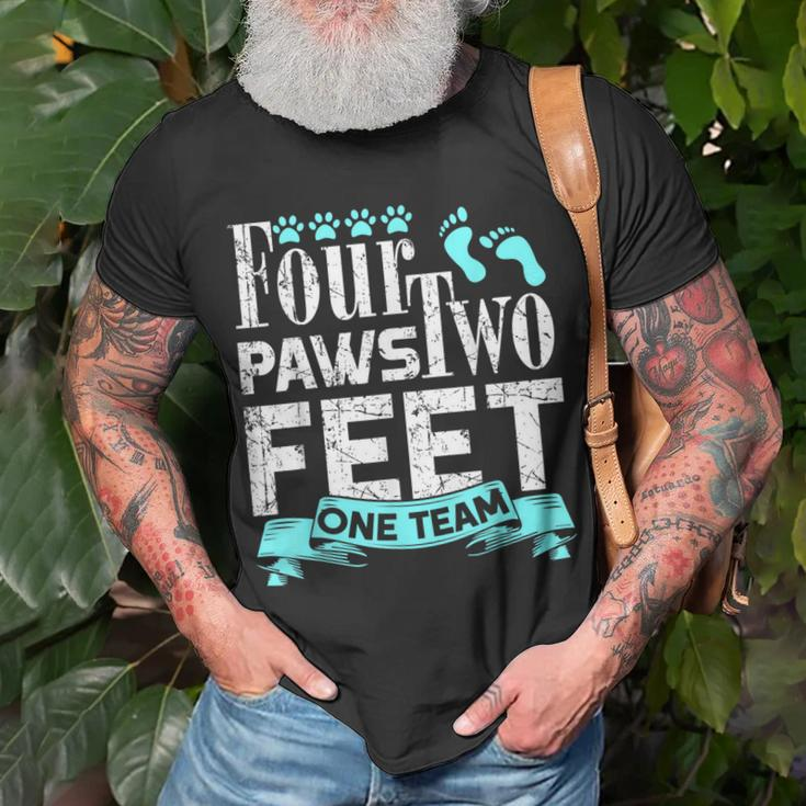 Dog Agility Four Paws Two Feet One Team Dog Gift Unisex T-Shirt Gifts for Old Men