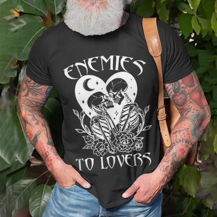 Enemies To Lovers Skeleton Bookish Romance Reader Book Club Unisex T-Shirt Gifts for Old Men