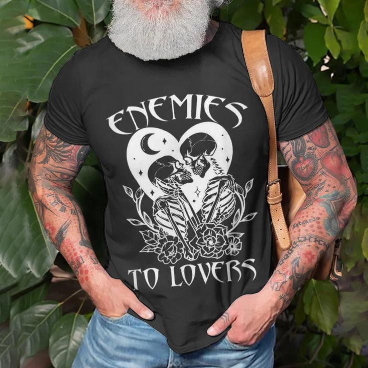 Enemies To Lovers Skeleton Bookish Romance Reader Book Club Unisex T-Shirt Gifts for Old Men