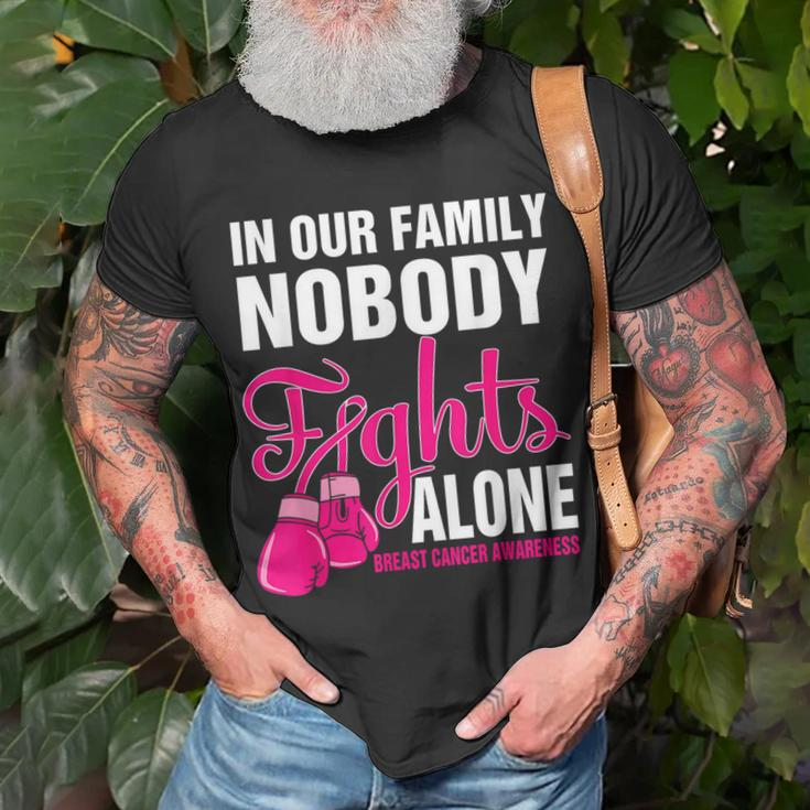 In Our Family Nobody Fight Alone Breast Cancer Awareness T-Shirt Gifts for Old Men