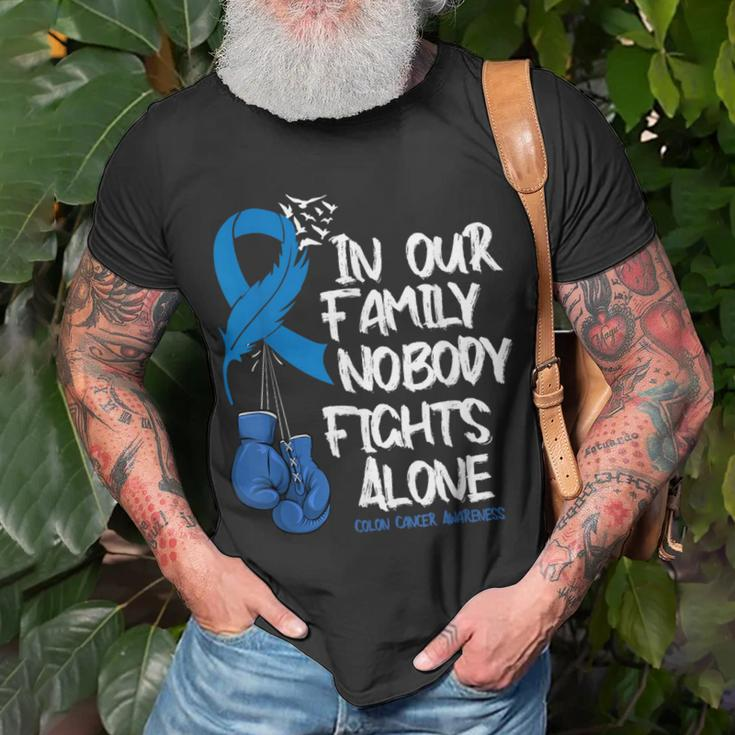 In Our Family Nobody Fights Alone Colon Cancer Awareness T-Shirt Gifts for Old Men