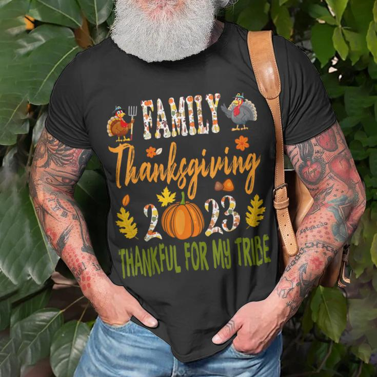 Family Thanksgiving 2023 Thankful For My Tribe Autumn Vibes T-Shirt Gifts for Old Men