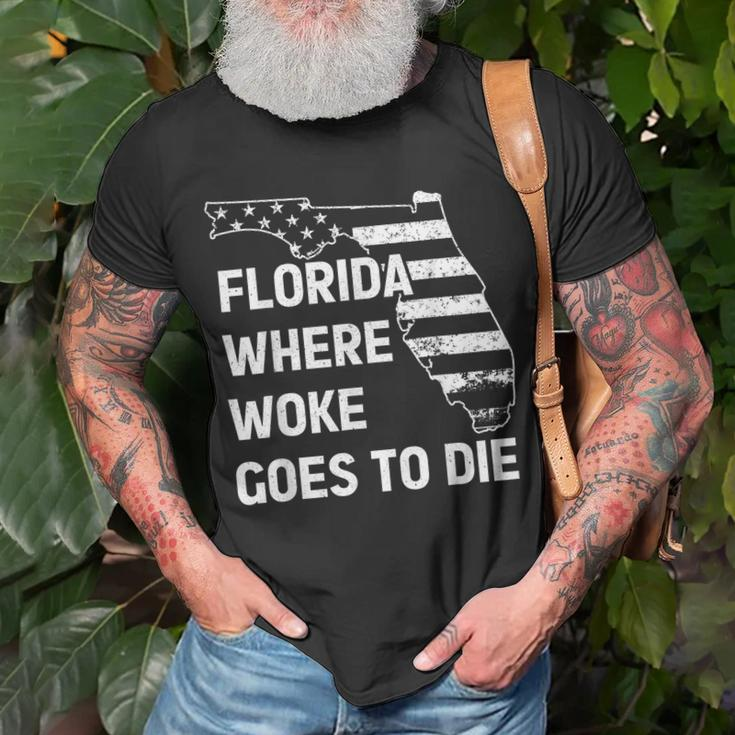 Florida Where Woke Goes To Die Funny Retro Unisex T-Shirt Gifts for Old Men