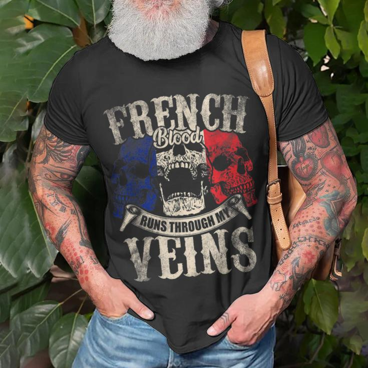 French Blood Runs Through My Veins T-Shirt Gifts for Old Men