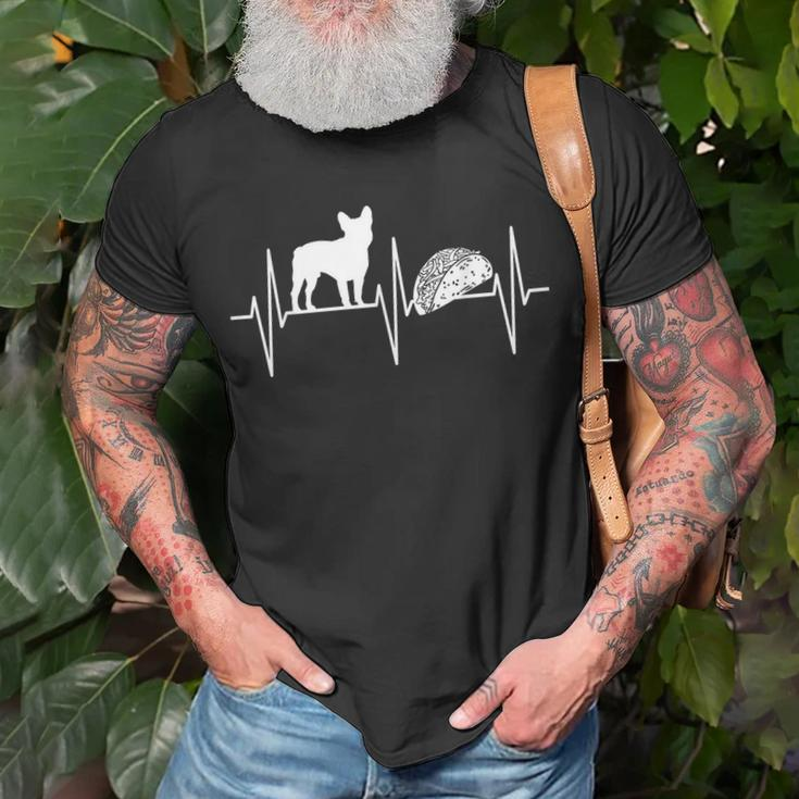 French Bulldog Taco Lover Heartbeat Bulldog Lover Unisex T-Shirt Gifts for Old Men