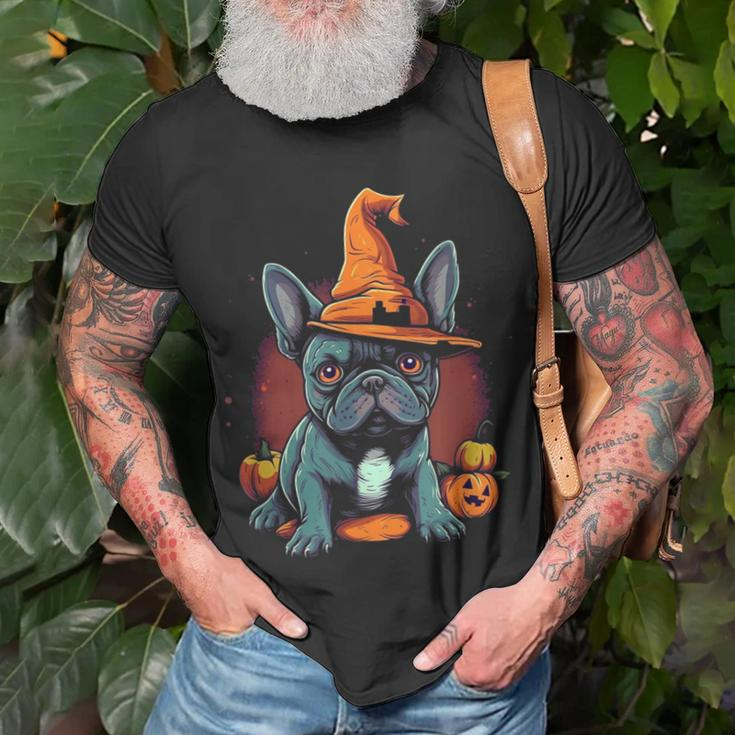French Bulldog Witch Hat Halloween Costume Dog Lover Puppy T-Shirt Gifts for Old Men
