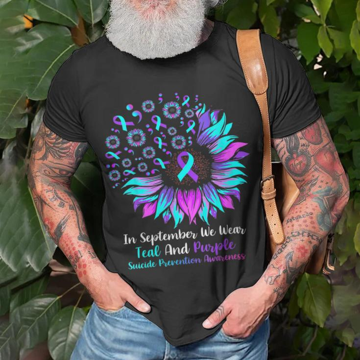 Fun In September We Wear Teal And Purple Suicide Preventions T-Shirt Gifts for Old Men