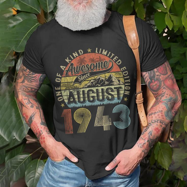 80 Years Old August 1943 Vintage Retro 80Th Birthday T-Shirt Gifts for Old Men