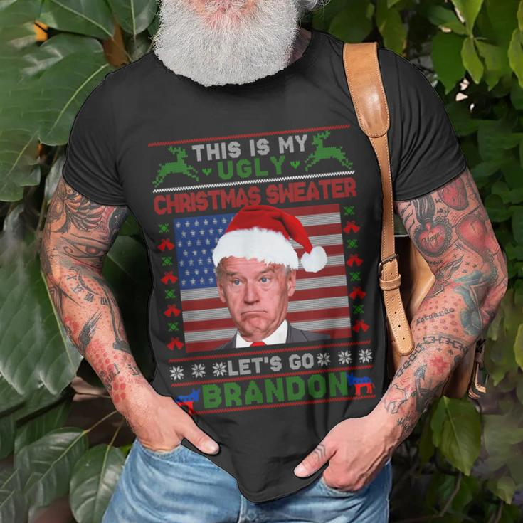Anti Biden Ugly Christmas Sweater Let's Go Brandon Pjs T-Shirt Gifts for Old Men