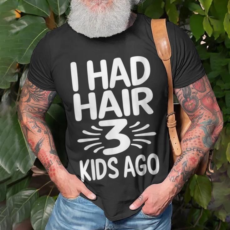 Funny Bald Dad Father Of Three Triplets Husband Fathers Day Gift For Womens Gift For Women Unisex T-Shirt Gifts for Old Men