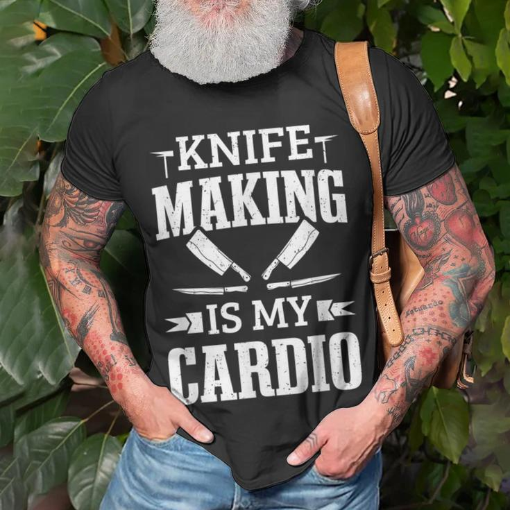 Bladesmith Knife Making Is My Cardio Blacksmith Anvil T-Shirt Gifts for Old Men