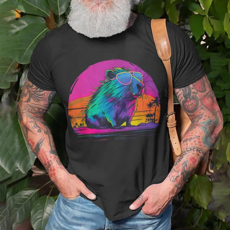 Funny Capybara Vintage Rodent Retro Vaporwave Aesthetic Goth Unisex T-Shirt Gifts for Old Men