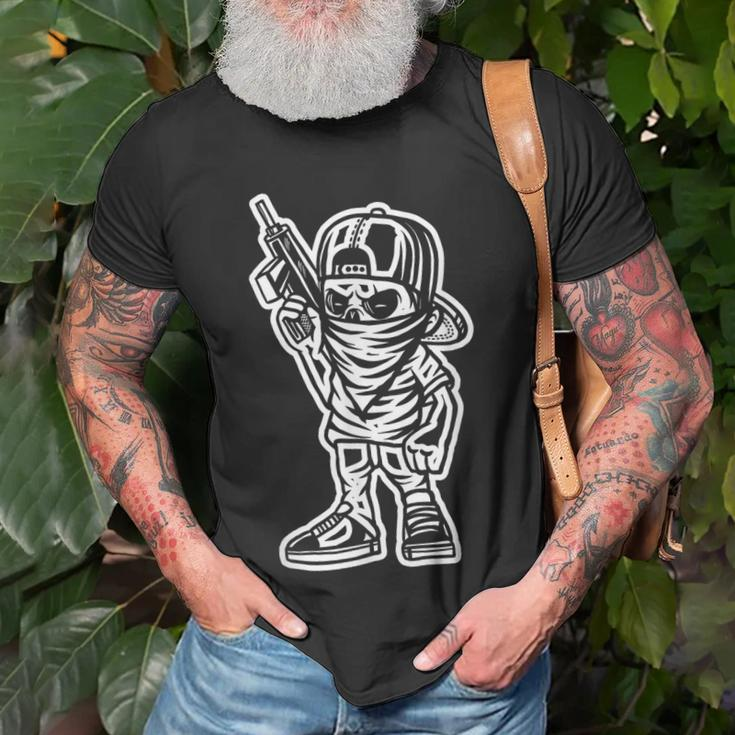 Funny Cartoon Character Badass With A Gun Gangster Chicano Unisex T-Shirt Gifts for Old Men