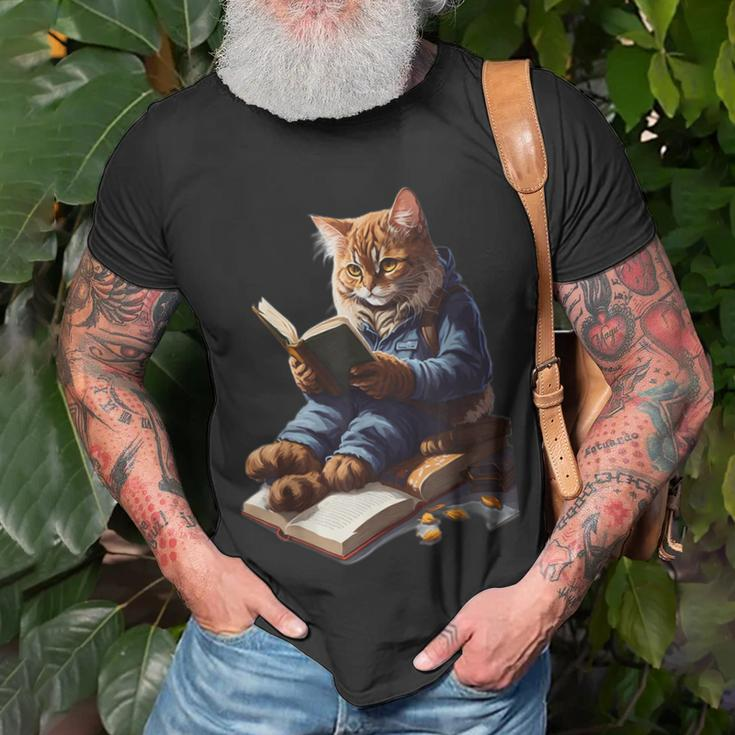 Cats Reading A Book Graphic Cat Kitten Lovers T-Shirt Gifts for Old Men