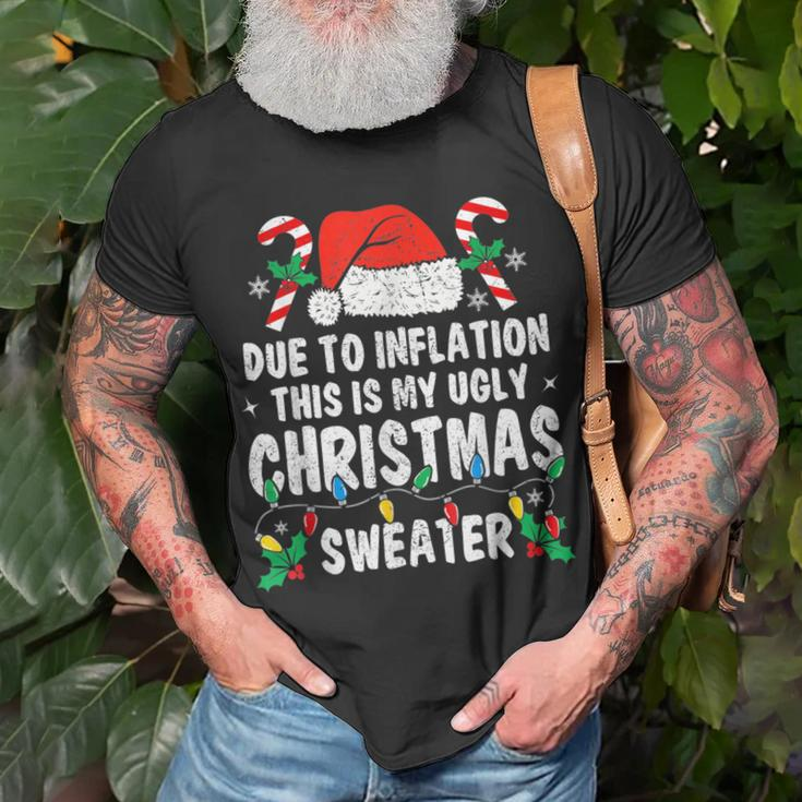 Due To Inflation Ugly Christmas Sweaters Holiday Party T-Shirt Gifts for Old Men