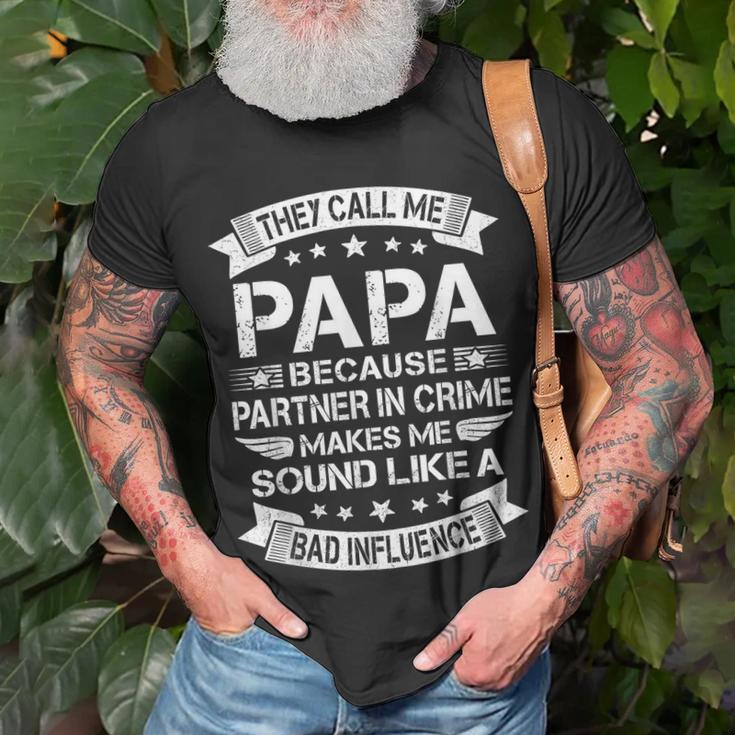 Funny Grandpa Papa Partner In Crime Dad Fathers Day Unisex T-Shirt Gifts for Old Men