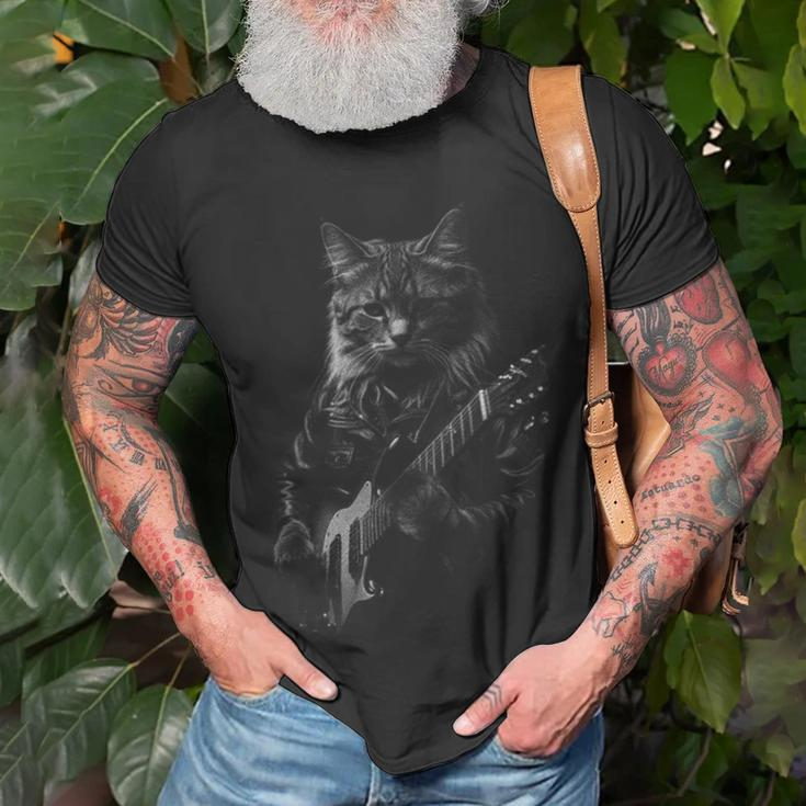 Guitar Cat Rock Cat Playing Guitar T-Shirt Gifts for Old Men