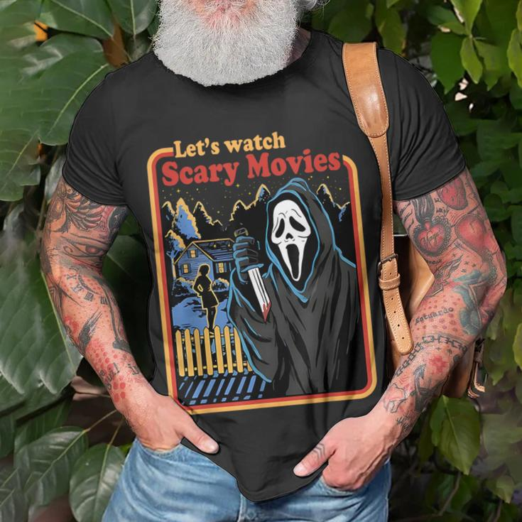 Halloween Let’S Watch Scary Horror Movies Ghost Killer T-Shirt Gifts for Old Men