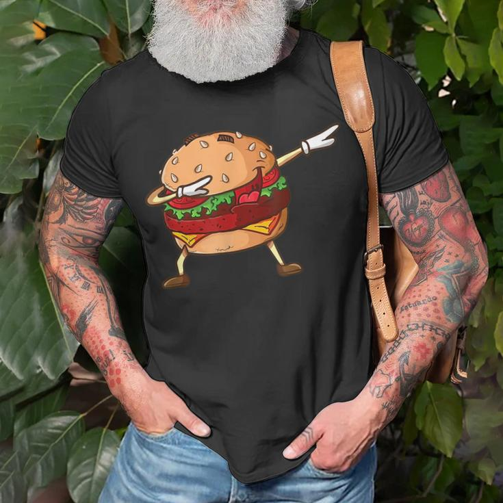 Funny Hamburger Dabbing Cheeseburger Lover Dabbing Ideas Unisex T-Shirt Gifts for Old Men