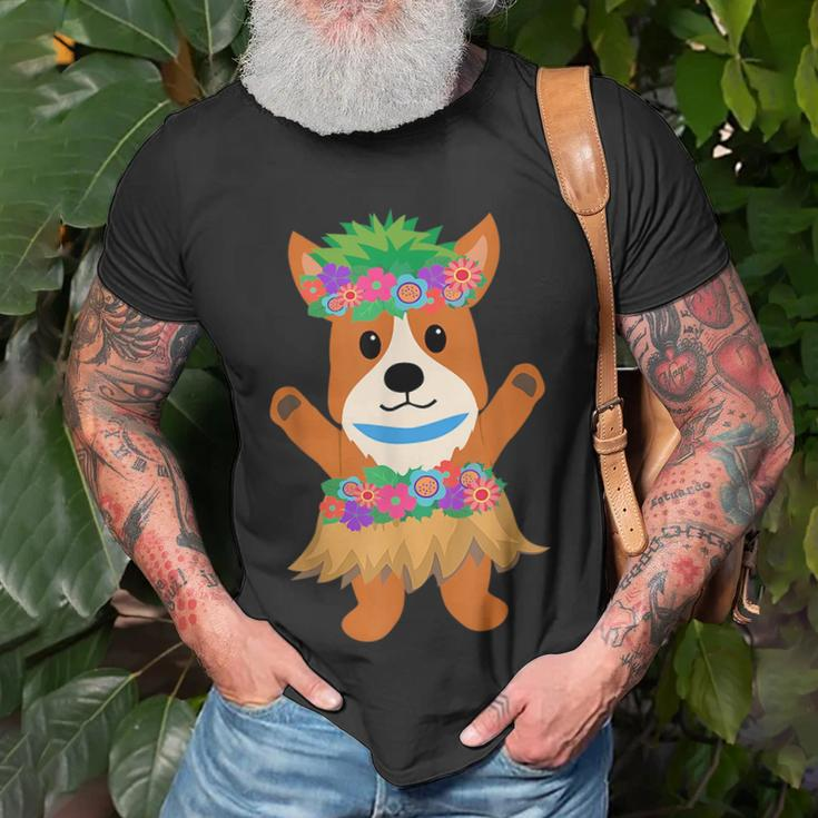 Funny Hawaiian Hula Dance Corgi Unisex T-Shirt Gifts for Old Men