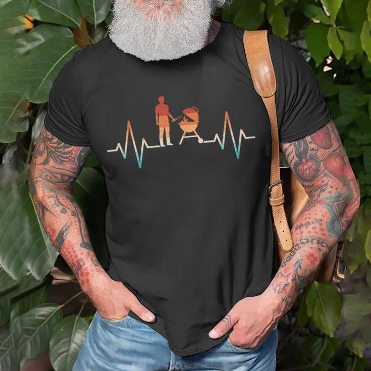 Funny Heartbeat Grilling Barbecue Grill Lover Bbq Unisex T-Shirt Gifts for Old Men
