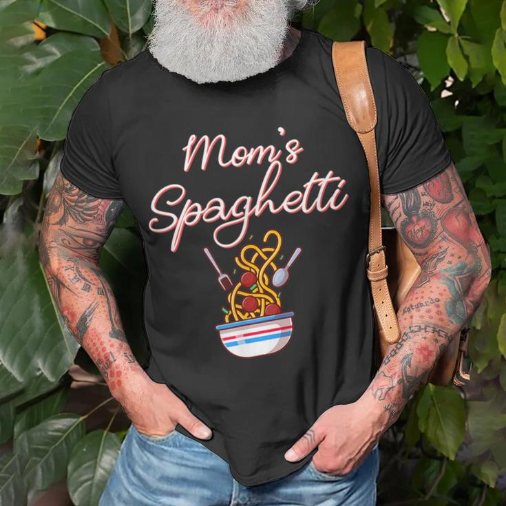 Funny Moms Spaghetti And Meatballs Meme Mothers Day Food Gift For Women Unisex T-Shirt Gifts for Old Men