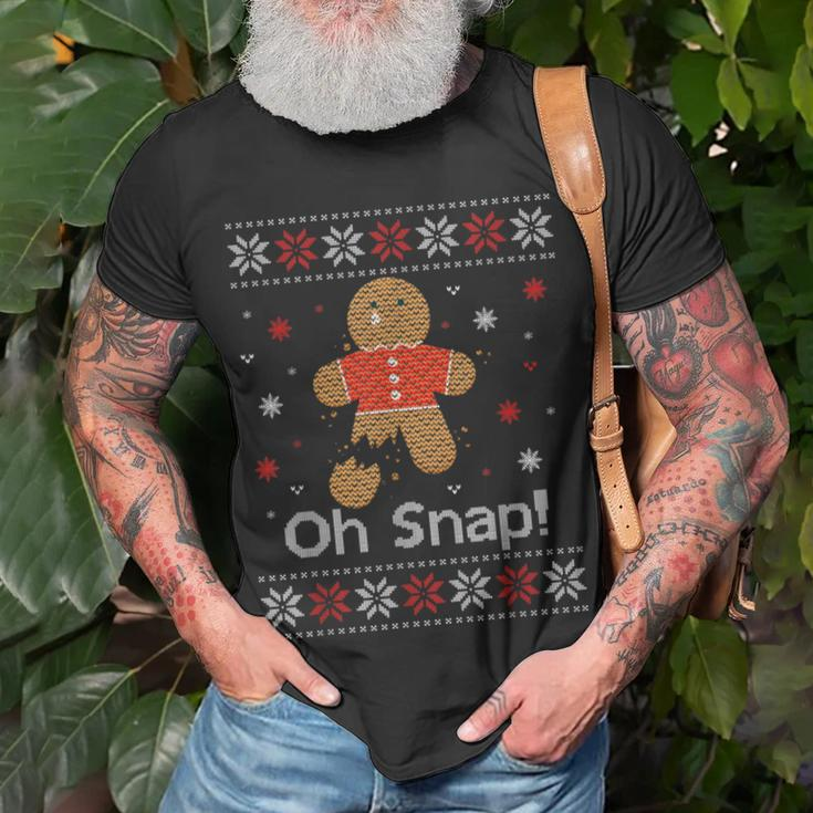 Oh No Snap Gingerbread Ugly Sweater Christmas T-Shirt Gifts for Old Men