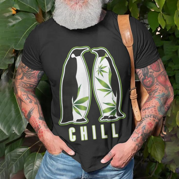 Penguin Marijuana Chill Weed 420 Marijuana Bud Pun T-Shirt Gifts for Old Men