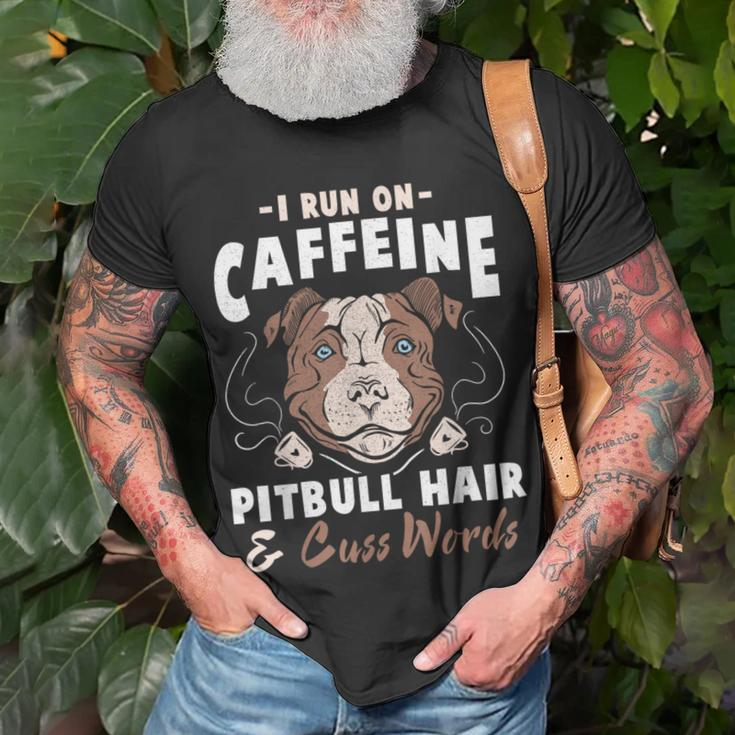 Pitbull Hair And Caffeine Pit Bull Fans T-Shirt Gifts for Old Men